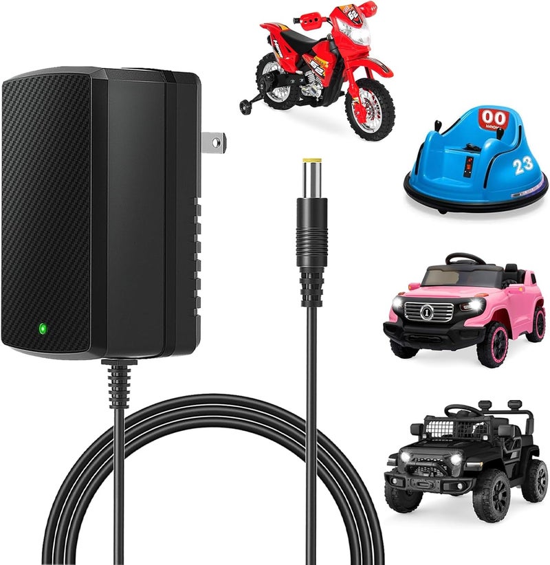 LAZORA 6V Battery Charger for Kids Ride On Car Toys 6V Charger for Best Choice Products Wrangler SUV Kid Trax Dynacraft Toddler Quad Kidzone Bumper 6 Volt Kid Car Electric Toys Ride On Charger - Image 1